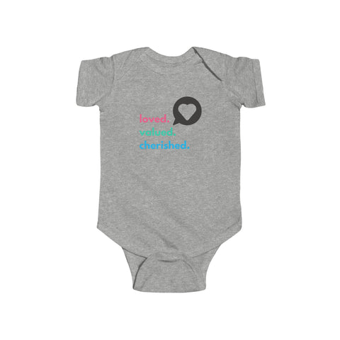 Loved. Valued. Cherished. | Inspirational | Infant Bodysuit Onesie