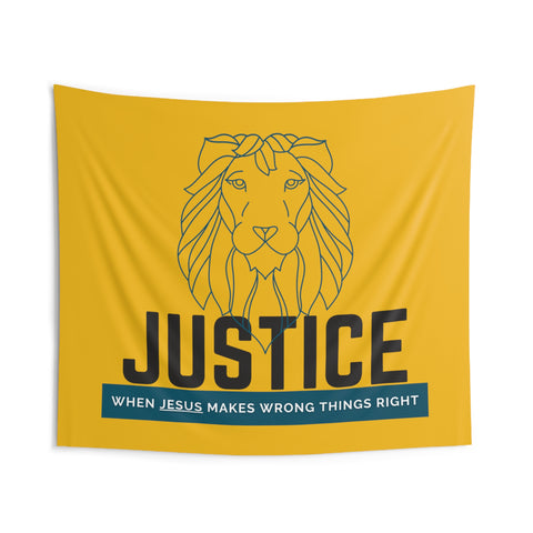 Yellow Justice Lion | Christian | Indoor Wall Tapestries