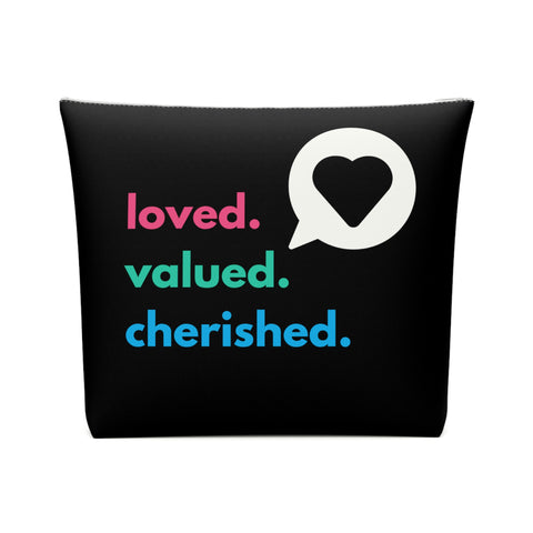 Loved. Valued. Cherished. | Inspirational | Cotton Cosmetic Bag