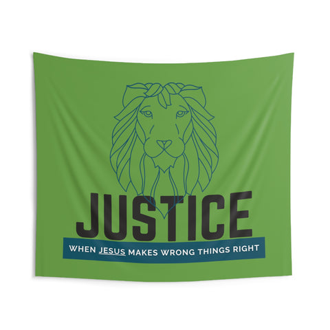Green Justice Lion | Christian | Indoor Wall Tapestries