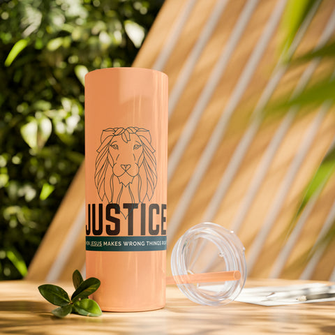 Justice Lion | Christian | Skinny Tumbler with Straw, 20oz