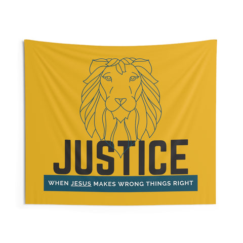 Yellow Justice Lion | Christian | Indoor Wall Tapestries